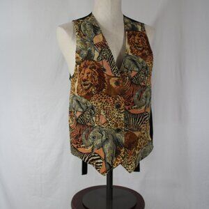 Vintage Axessorium Safari Vest Animal Print - Lion Tiger Zebra Y2K 80s 90s